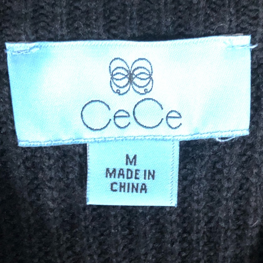 CeCe Medium Sweater Black Pom Pom Sleeve Bauble - Picture 4 of 8